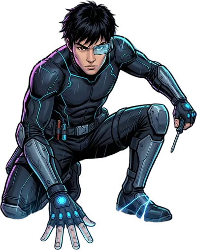 The Disassembler - a engineer drawn as a comic-book hero
