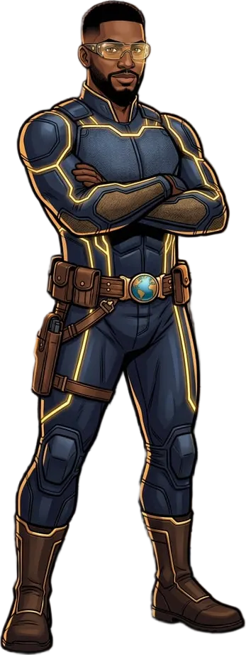 The Lesson Plan - a teacher drawn as a comic-book hero