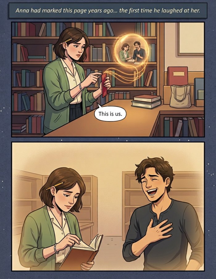 An interior page from The Last Page First: A couple's story page: both of them drawn from their photos