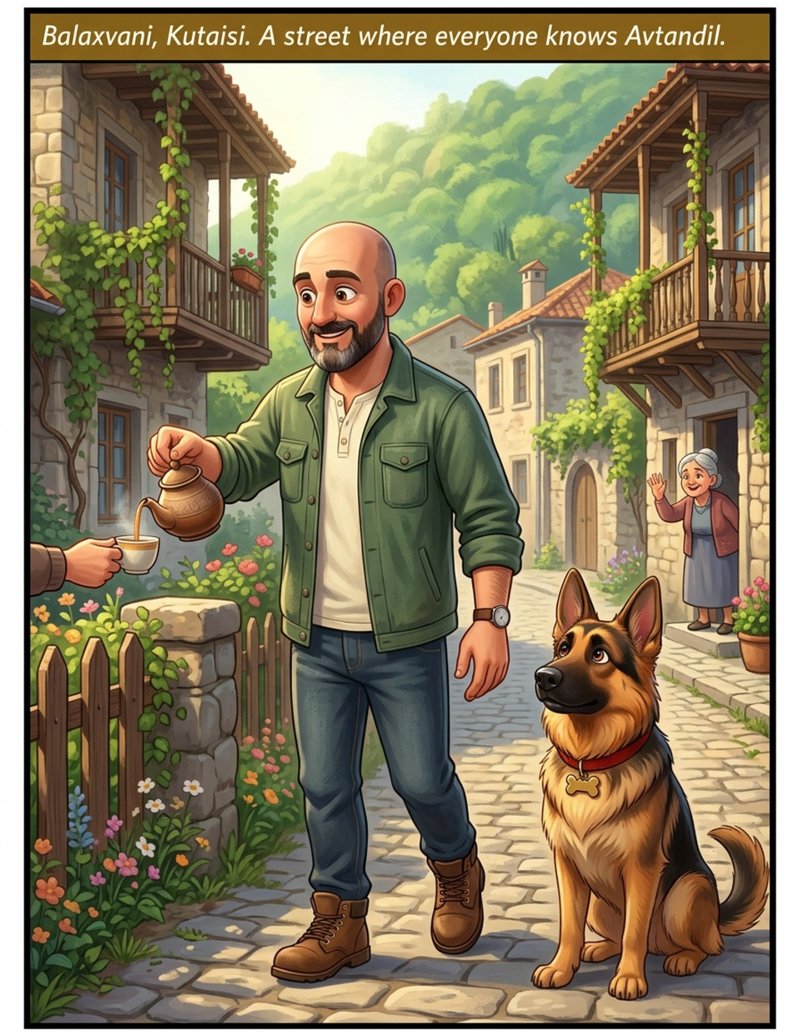 An interior page from The Tail of Two Heroes: A man and his German Shepherd, both heroes, in their city