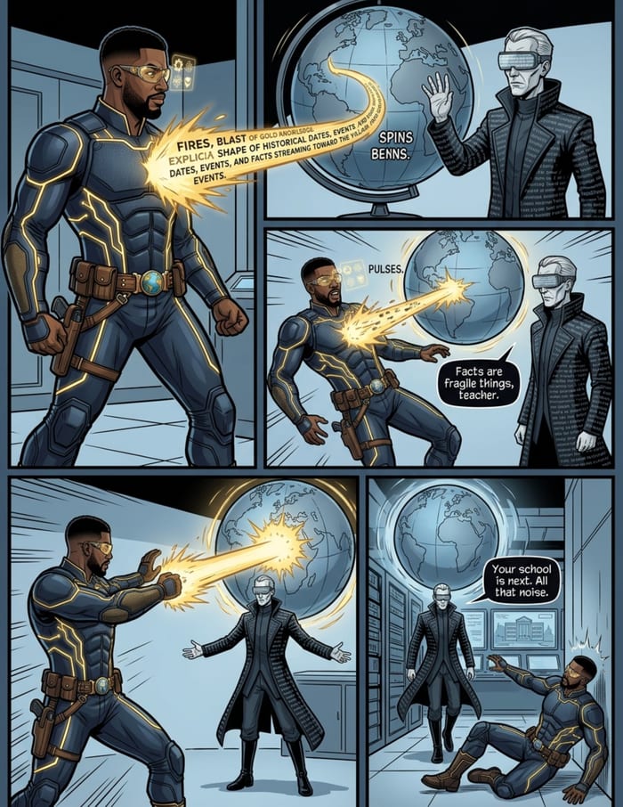 An interior page from The Lesson Plan: A classroom as the set, the teacher as the hero