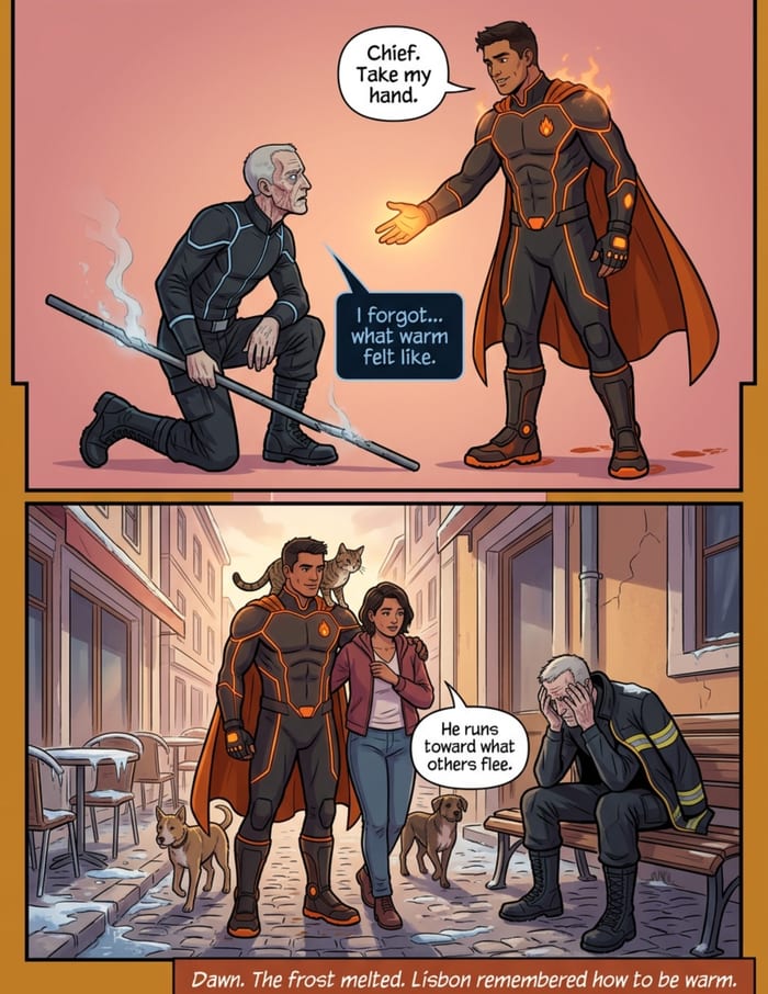 Interior page 3 of the same comic rendered in Modern Comic style: Classic American comic-book look.